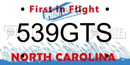 539GTS North Carolina License Plate