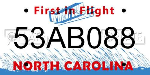 53AB088 North Carolina License Plate