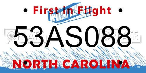 53AS088 North Carolina License Plate