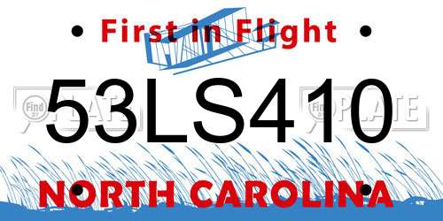 53LS410 North Carolina License Plate