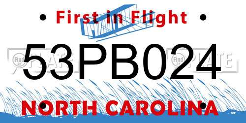 53PB024 North Carolina License Plate