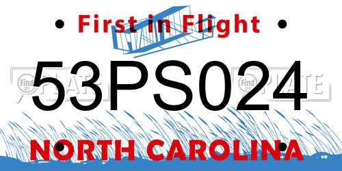 53PS024 North Carolina License Plate