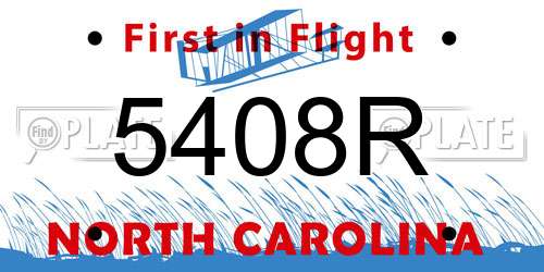 5408R North Carolina License Plate