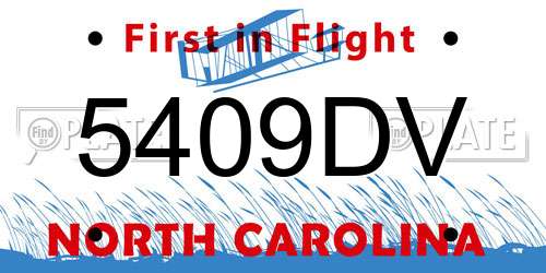 5409DV North Carolina License Plate