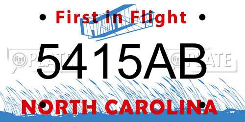 5415AB North Carolina License Plate