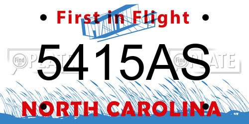5415AS North Carolina License Plate