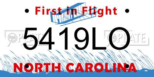 5419LO North Carolina License Plate