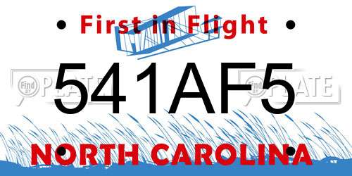 541AF5 North Carolina License Plate