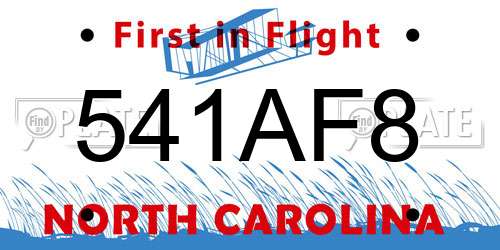 541AF8 North Carolina License Plate