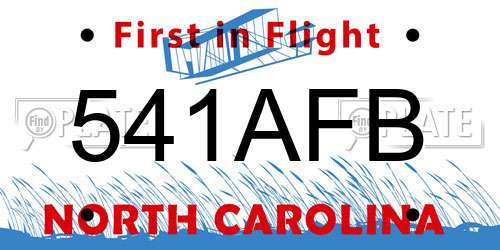 541AFB North Carolina License Plate