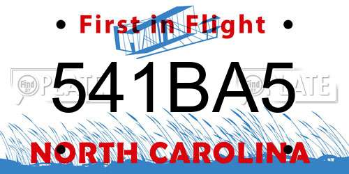 541BA5 North Carolina License Plate