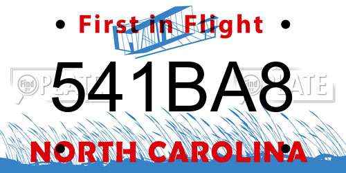 541BA8 North Carolina License Plate