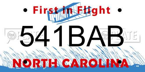 541BAB North Carolina License Plate