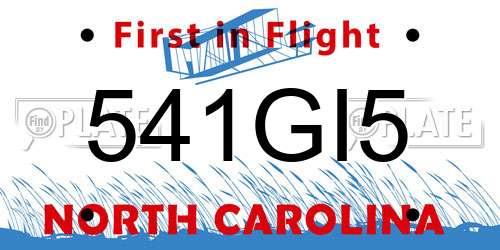 541GI5 North Carolina License Plate