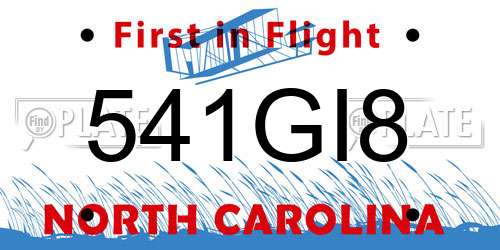 541GI8 North Carolina License Plate