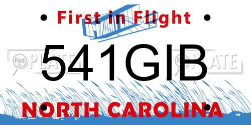 541GIB North Carolina License Plate