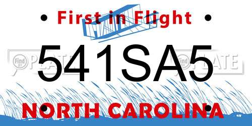 541SA5 North Carolina License Plate
