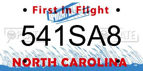 541SA8 North Carolina License Plate