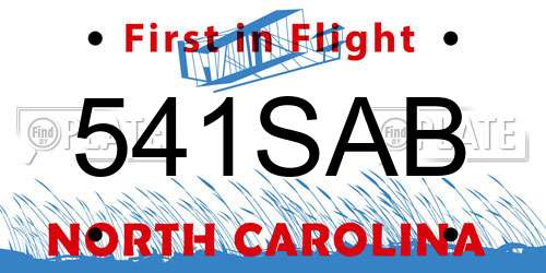 541SAB North Carolina License Plate