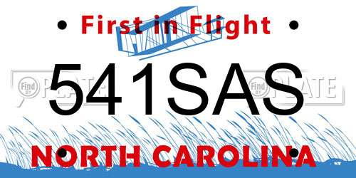541SAS North Carolina License Plate