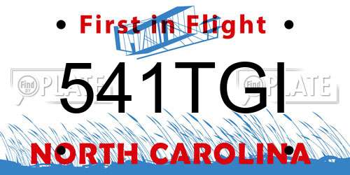 541TGI North Carolina License Plate