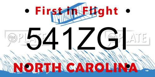 541ZGI North Carolina License Plate