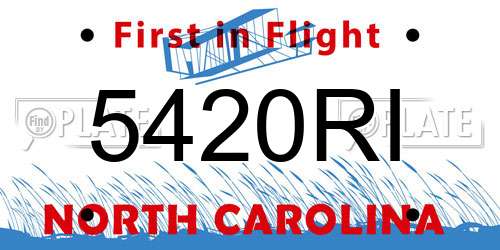 5420RI North Carolina License Plate