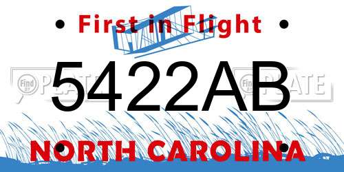 5422AB North Carolina License Plate