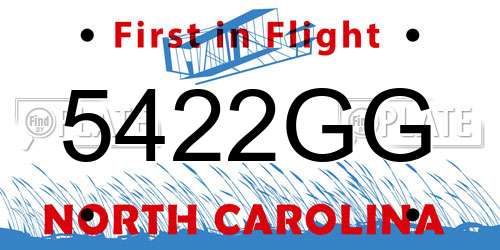 5422GG North Carolina License Plate