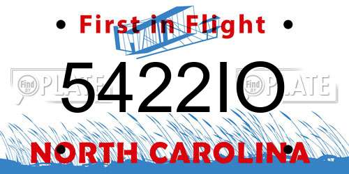 5422IO North Carolina License Plate