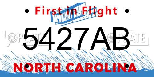 5427AB North Carolina License Plate