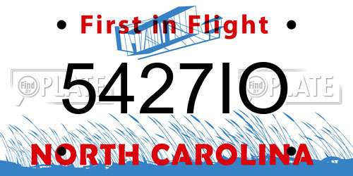5427IO North Carolina License Plate