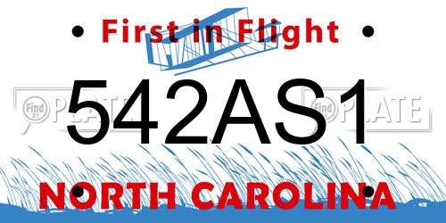 542AS1 North Carolina License Plate