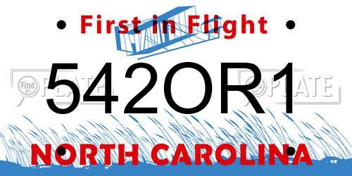 542OR1 North Carolina License Plate