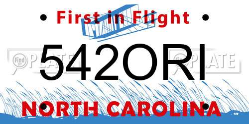 542ORI North Carolina License Plate