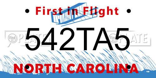 542TA5 North Carolina License Plate