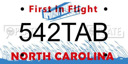 542TAB North Carolina License Plate
