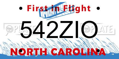 542ZIO North Carolina License Plate