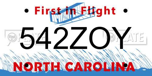 542ZOY North Carolina License Plate