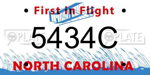 5434C North Carolina License Plate