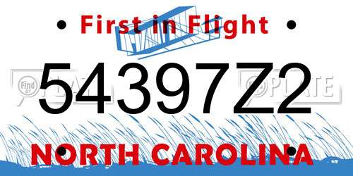 54397Z2 North Carolina License Plate