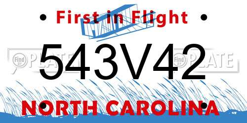 543V42 North Carolina License Plate
