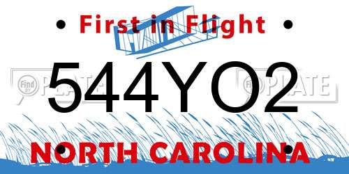 544YO2 North Carolina License Plate