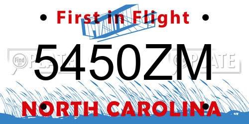 5450ZM North Carolina License Plate