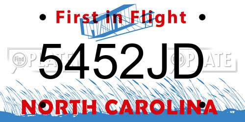 5452JD North Carolina License Plate