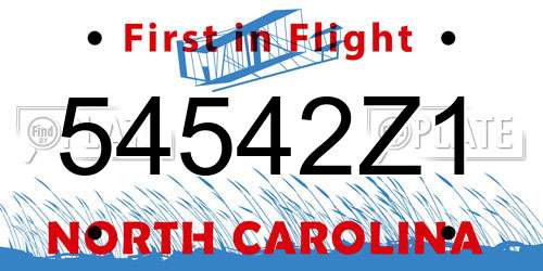 54542Z1 North Carolina License Plate