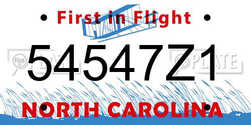 54547Z1 North Carolina License Plate