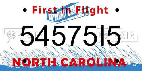 54575I5 North Carolina License Plate