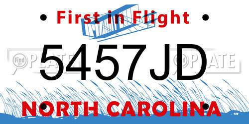 5457JD North Carolina License Plate