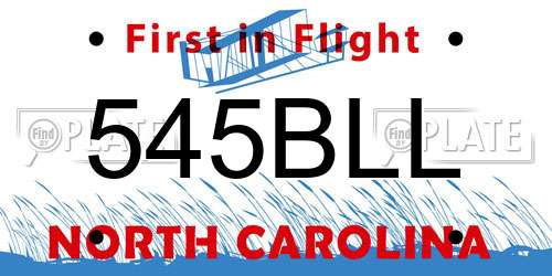 545BLL North Carolina License Plate